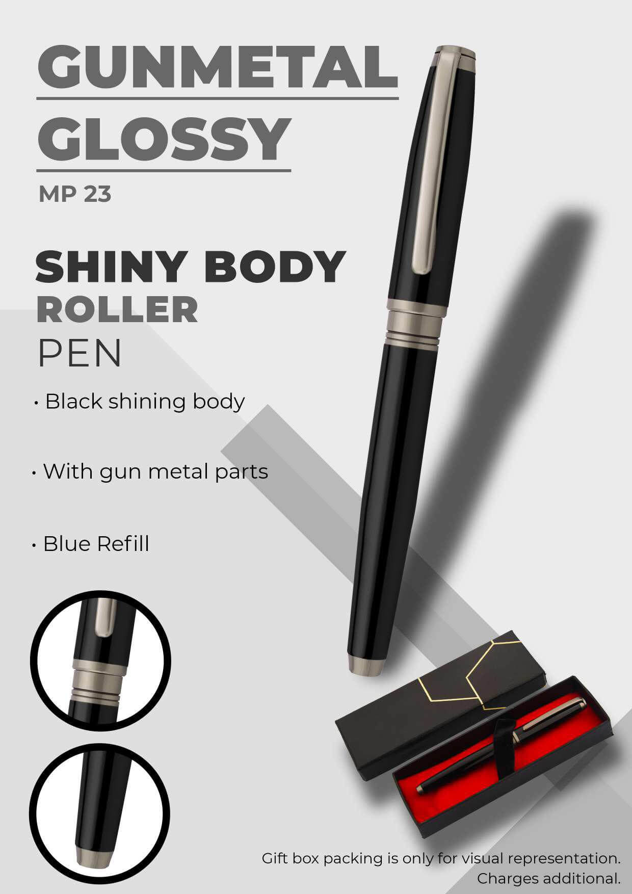 Shiny Body Roller Pen Gunmetal Shiny Body Roller Pen Gunmetal